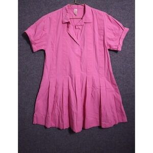 Uncle Frank By Ivy Jane Dress Women Medium‎ Pink Pleated Mini Short Sleeve EUC